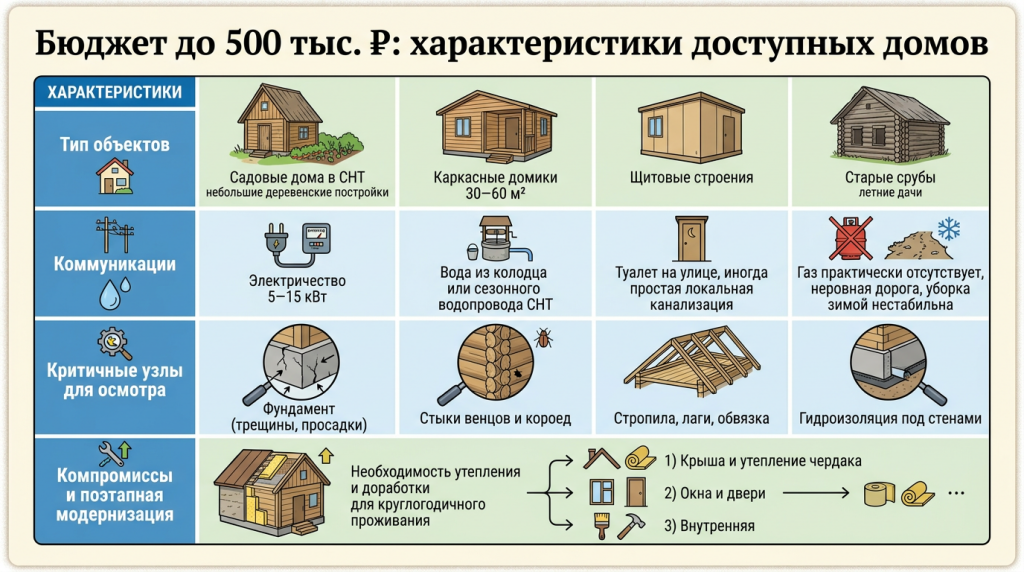 Характеристики доступных домов